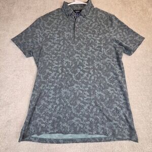 7 Diamonds Dance Floor Polo Mens L Green Camo Jacquard Button Collar Golf‎